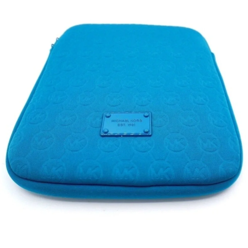 Michael‎ Kors Blue Neoprene Tablet Sleeve Embossed MK Logo Zip Case Tech 37-10